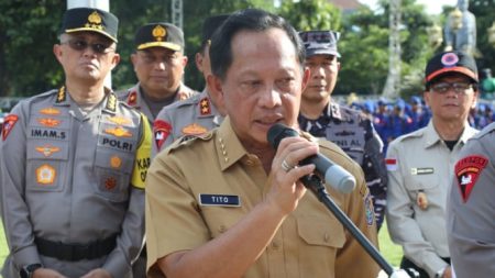 Hadiri Apel Gelar Pasukan, Mendagri Ingatkan Kepala Daerah Jaga Aris Mudik Dan Stabilitas Harga Pangan