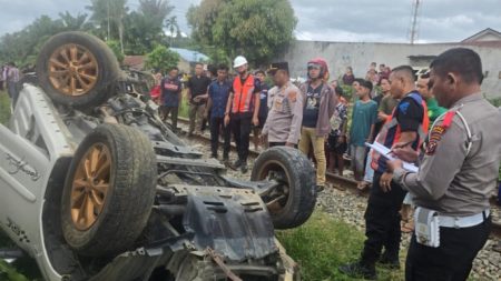 Kecelakaan Kereta Api Delangan Mobil Tewaska Satu Keluarga Di Asahan, Begini Kata Kai Sumut