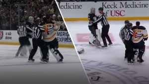 Pejabat campur tangan untuk menghentikan pertarungan kiper langka di NHL!